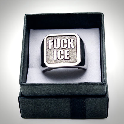 FUCK ICE Stainless Steel Signet Ring