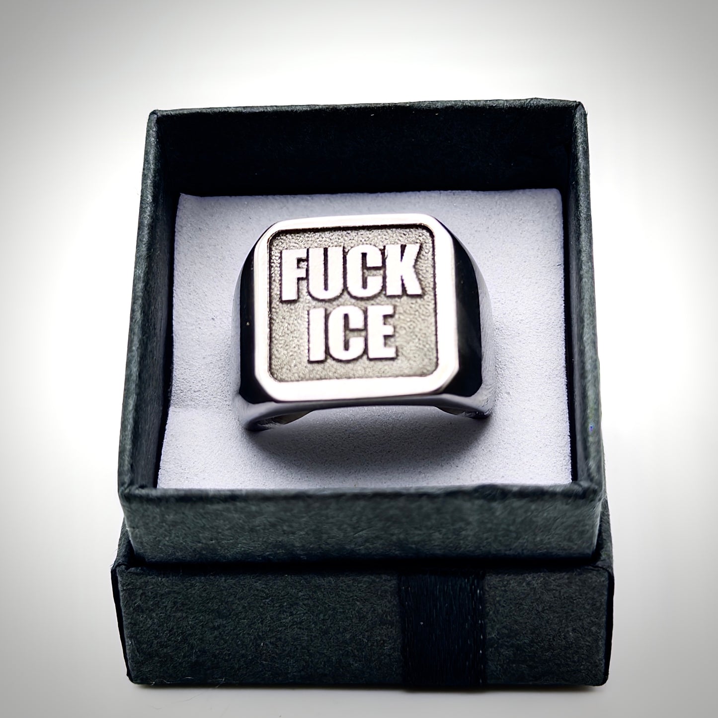 FUCK ICE Stainless Steel Signet Ring