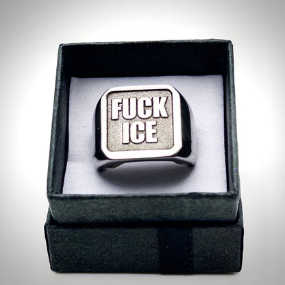 FUCK ICE Stainless Steel Signet Ring