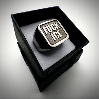 FUCK ICE Stainless Steel Signet Ring