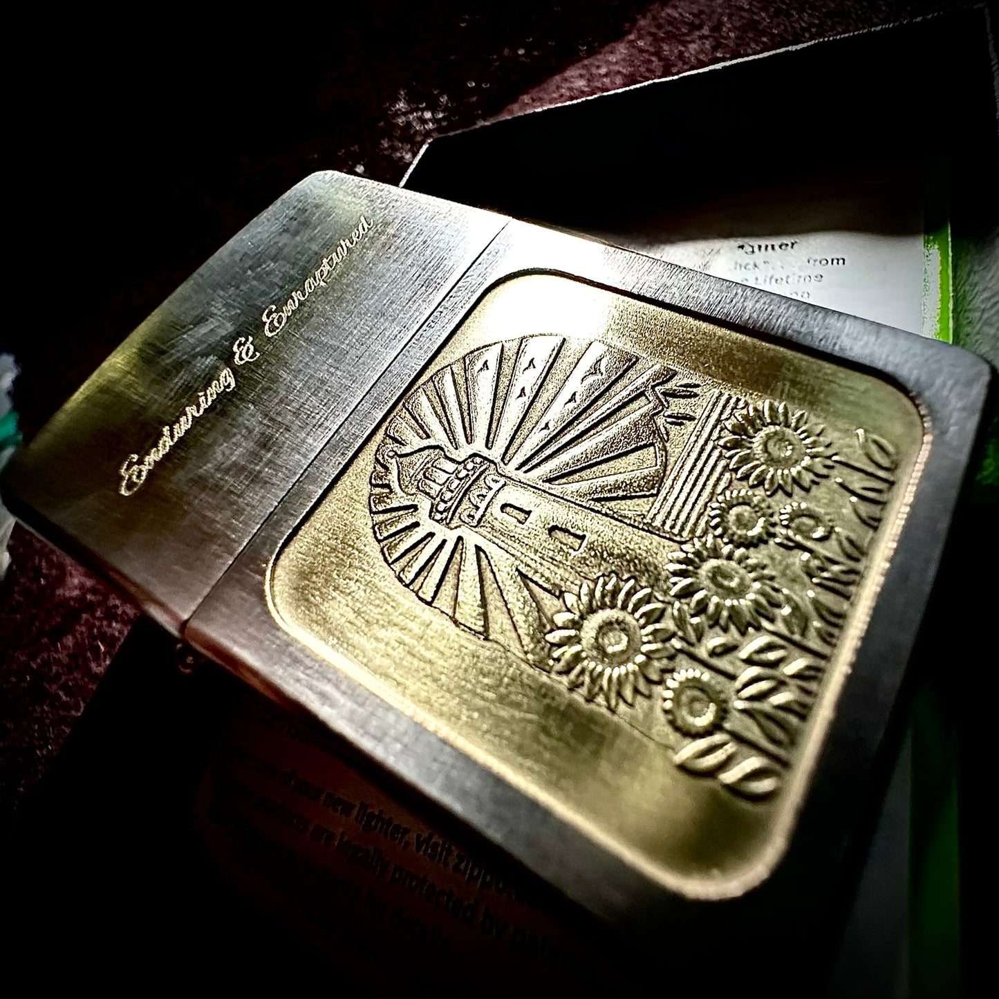 Lighthouse Sunflower Engraved Zippo Lighter